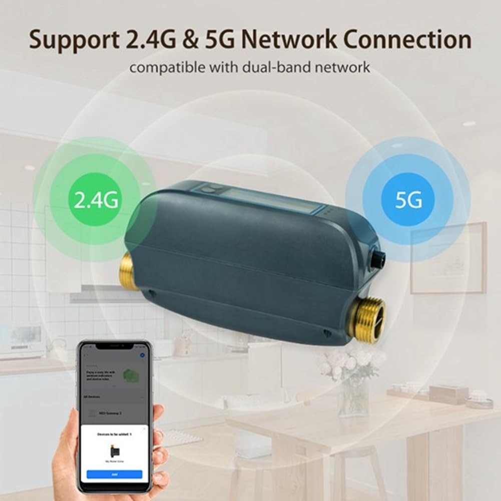 Válvula de Agua Inteligente Tuya con WiFi y Medidor de Flujo de Agua con Batería Recargable Integrada para Tubería DN20 de 3/4 Pulg. de Diámetro, Enchufe Europeo. EU Plug