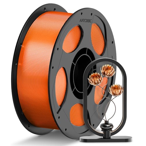 ANYCUBIC PETG Filament 1.75mm, 3D Printer Filament, Translucent and Vibrant, Dimensional Accuracy +/- 0.02mm, Print with Most FDM 3D Printers, 1KG Reusable Spool, Semi-Clear Orange