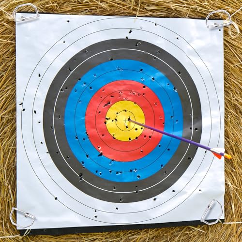Image of Shimeyao 24 Pack 6 inch Archery Target Pins with Loop Handle Heavy Duty Stainless Steel for Thickened Bow Foam Straw Archery Targets for Backyard, Garden Landscape Staples, Range Hunting Practice