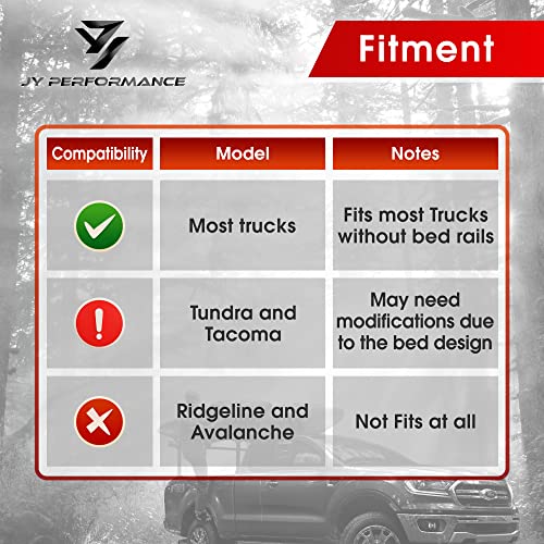 JY PERFORMANCE Truck Ladder Racks 800Ibs Capacity Extendable Pick-up Truck Bed Ladder Rack, Universal Heavy Duty (J-Bolt Clamps)