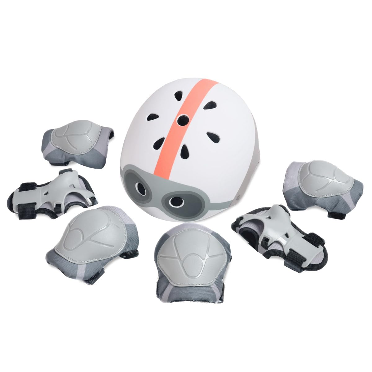 BEELOOM Protecciones Infantiles para Bicicleta Grey Pad Coderas Rodilleras Muñequeras Gris Correas Ajustables 2 Años