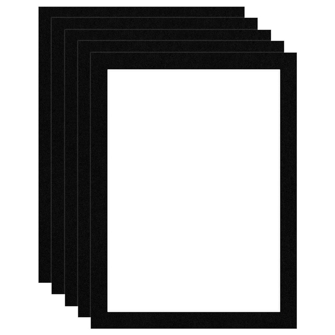 Procut Global 8x6" Black Picture Mounts Board to Fit 7x5" Aperture Size - Photo Mount Card Ideal for Prints, Artwork, Crafts & Certificates - Sizes & Colors Available - Pack of 5 โ image 1