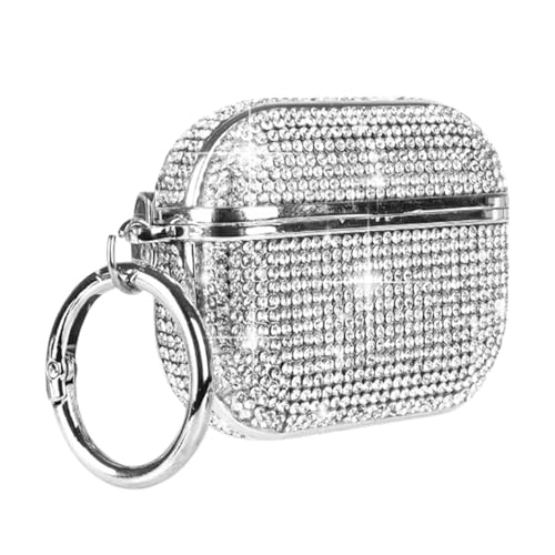 JRCYVTA Coque pour AirPods4 avec strass brillants et scintillants pour AirPods4 pour filles et femmes (argenté)