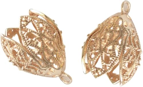 EXCEART Dijes de flores colgantes de bricolaje 10 piezas de base colgante hueca chapada en 24 quilates para accesorios de fabricación de joyas