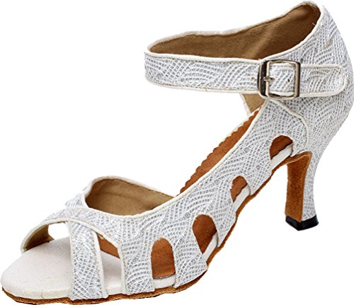 Chaussures de danse latine pour femme à paillettes dorées et semelle souple