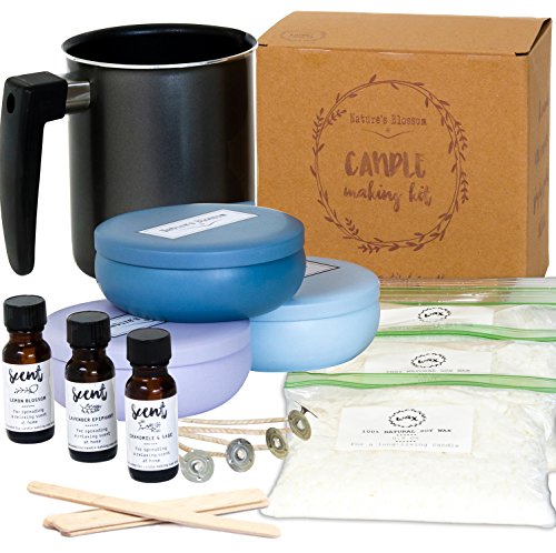 Nature's Blossom Candle Making Supplies Kit - Easily Create 3 Large Scented Candles