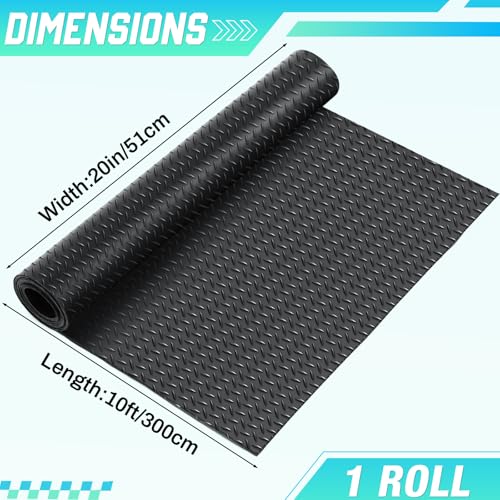 Image of Breling 20 in x 10 ft Rubber Diamond Plate Rolls Garage Floor Mat for Under Car, Heavy Duty Flooring Rug for Trailers Garage, PVC Water /Stain Outside Resistant Parking Rv Tool