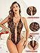 Avidlove Women Deep V Halter Lingerie Lace Babydoll Mini Bodysuit Black Small