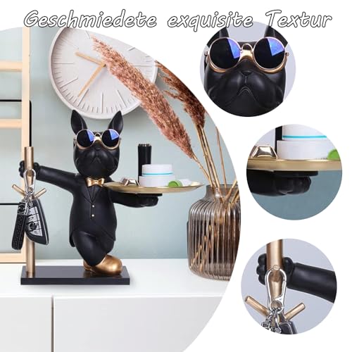 Statue de bouledogue français avec plateau d'accueil au design chic et finition soignée - 7