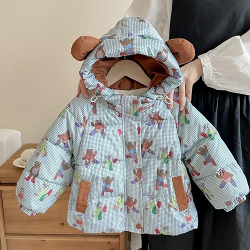 Girls Puffer Jacket Fall Bear Hooded Cartoon Graphic Heavyweight Kids Winter Coat Long Sleeve Zip Up Cute Down Jackets3