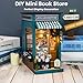 MEINESQIS Book Nook DIY Miniatures Book Nook Kit Store 3D Creative Decorative Bookend Bookshelf Insert Wooden Puzzle with Led Suitable for Teenagers Adults Halloween Christmas Decoration Gifts, Blue