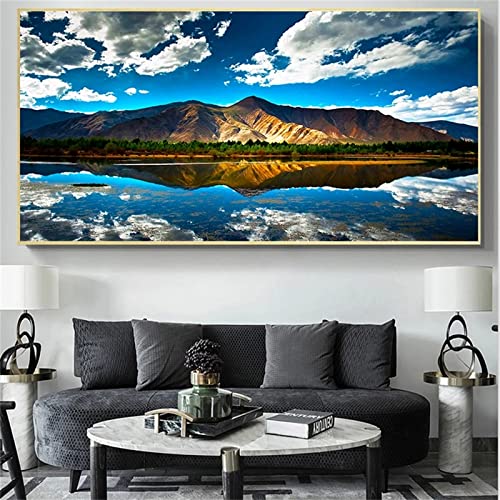 Paysage de montagne 90x270cm broderie diamant pour habiller facilement vos grands murs vides