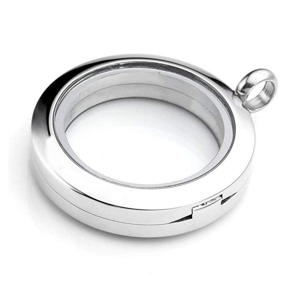 1 collana con medaglione galleggiante in acciaio inox, ideale come regalo per anniversario, compleanno, mamma, Peltro