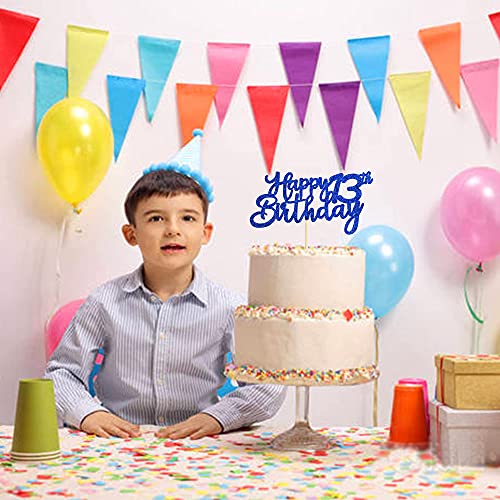 Image of FestikoBlue Glitter 13th Happy Birthday Cake Topper Boys Girls Food Picks for Celebrating Thirteen Years Old Birthday Anniversary Party Decorations Supply