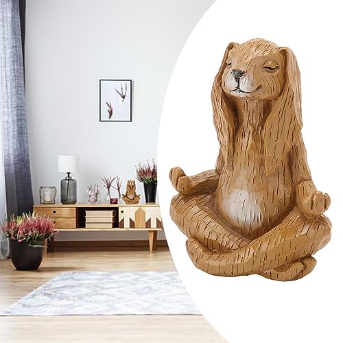 Escultura de conejo meditando de resina 4.7 pulg miniatura 2