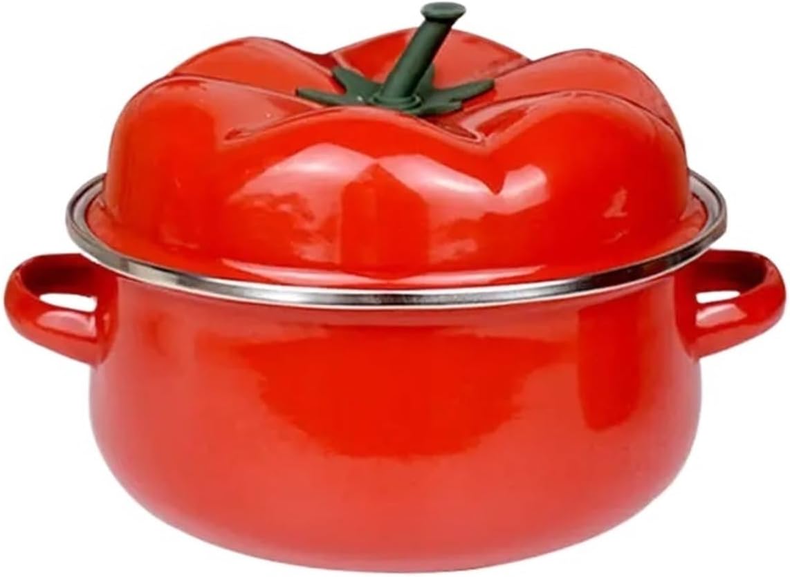 Baking Saucepan Red Tomato Pot Cooking Noodles Applicable 1.7L 2.5L Enamel(20cm)