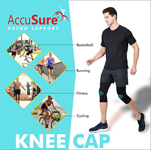 AccuSure Knee Brace Compression Sleeve- Best Support for Arthritis, Gym, Running, Basketball, Meniscus Tear, Sports, Joint Pain Relief, Injury Recovery For Men, Women|Pair - Image 3