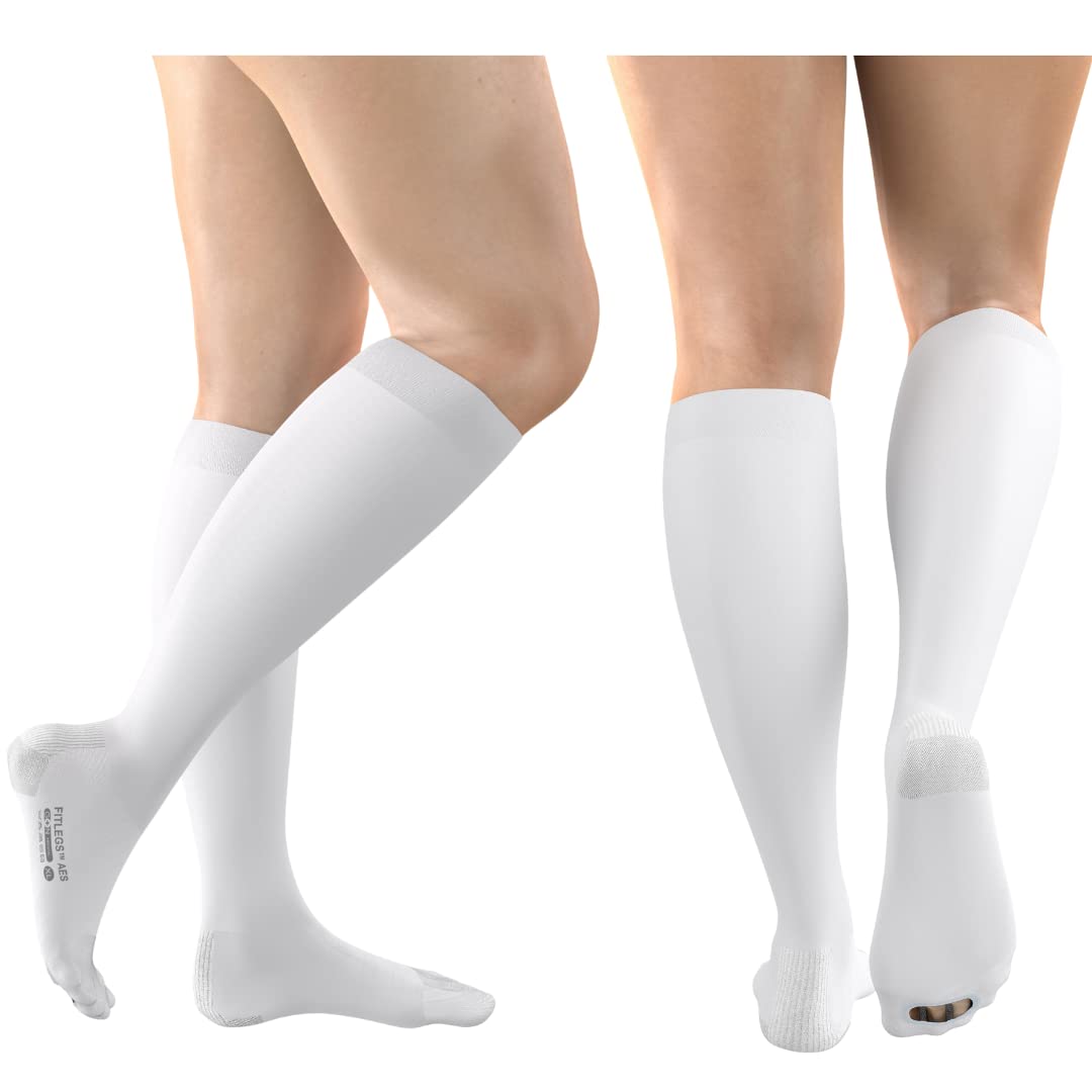 Buy Fitlegs Anti Embolism Stockings OpenToe 18mmHg AES White Below Knee Stockings