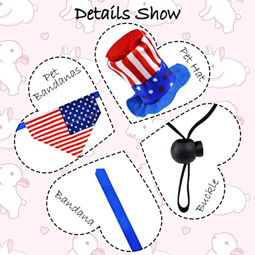 Cooshou 4 Pcs Pet Independence Day Costume Pet 4Th Of July Guinea Pig Hat And Bandana Uncle Sam Rabbit Hat American Flag Small Animals Hat Bandana Triangle Bib Scarf With Stars And Stripes Pattern (L) #TOP2