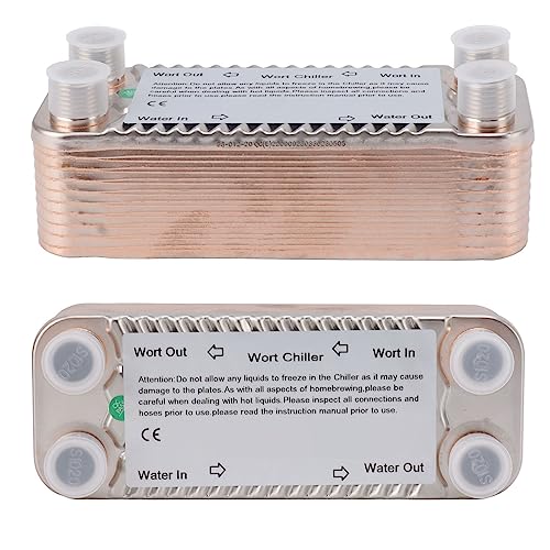 EMUKOEP - Enfriador de mosto de cerveza de 20 placas, intercambiador de calor de acero inoxidable, con contracorriente NPT1/2, fácil de usar, para mosto de cerveza