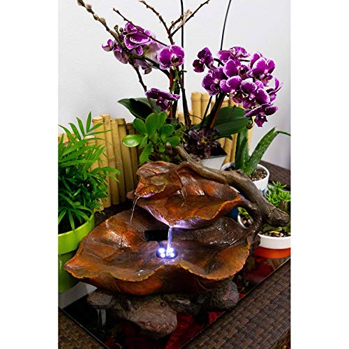 Alpine Corporation WIN622 9 Inch Tall Indoor Tabletop Tiered Leaf Hand-Painted Fountain thumb #2