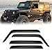 CMVT Auto Window Visors for 2007-2018 Jeep Wrangler JK Unlimited 4-Door, Rain Guards Shields Vent Deflector Shade Dark Smoke 08 09 10 11 12 13 14 15 16 17, Tape-On, 4PCS