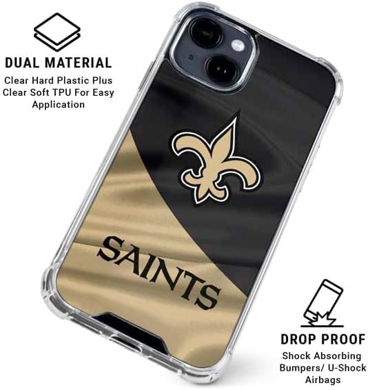 Skinit Clear Phone Case Compatible with iPhone 15 - Officially Licensed NFL New Orleans Saints Design