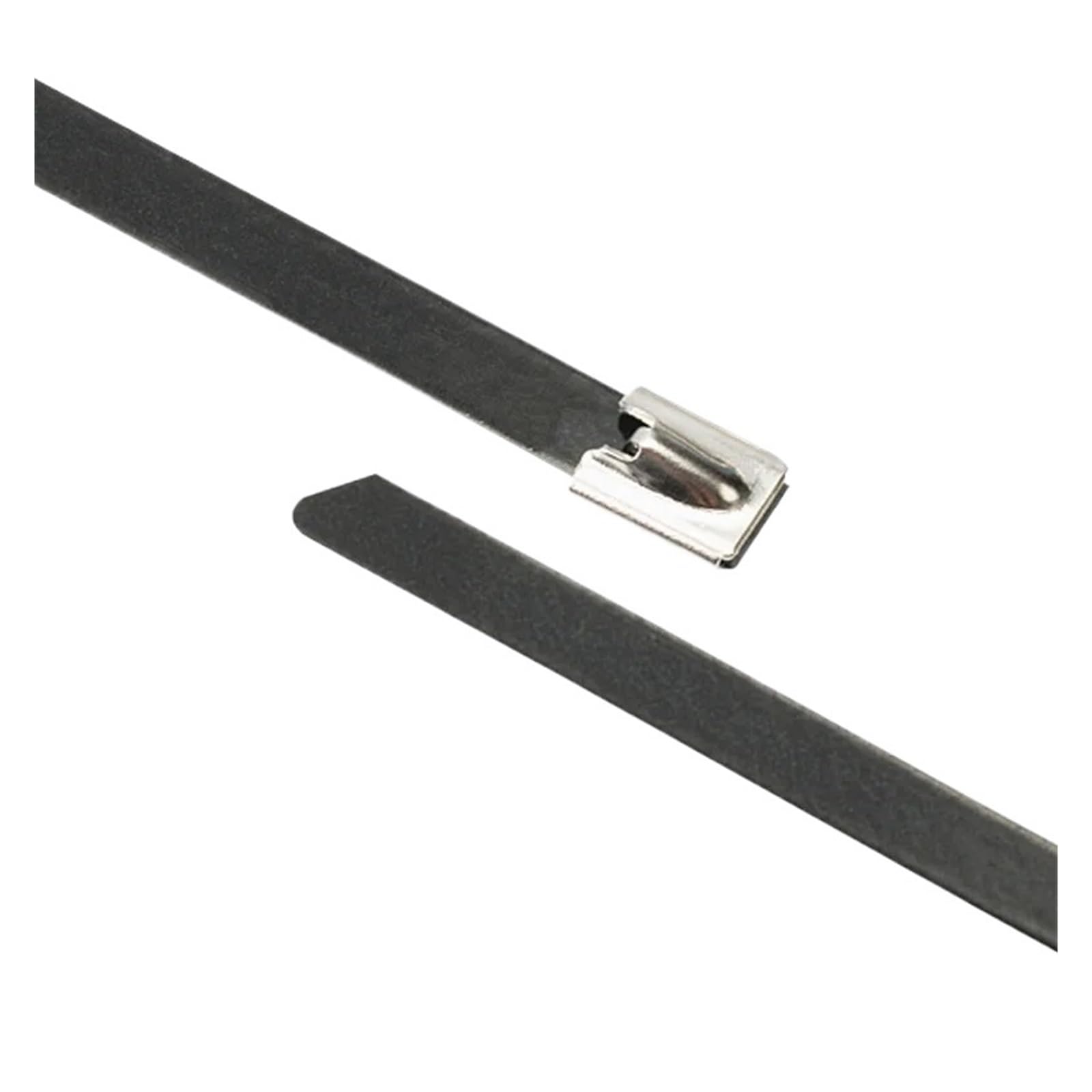 Bdayek 100Pcs Cable Ties Metal Black Stainless Steel Cable Ties 4.6Mm Self-Locking Zip Heavy Duty Locking Wire For Exhaust Pipe Binding(4.6X400mm)