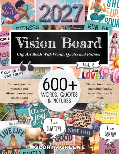 Vision Board Clip Art Book With Words, Quotes & Pictures Vol 2: Manifest Your Perfect Life With 600+ Inspirational Images, Powerful Words, Quotes and ... For Women (2027 Vision Board Supplies) image 2