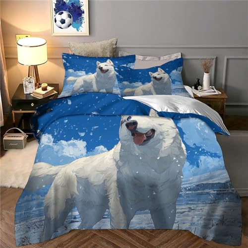 Housse de couette loup 220x240 en microfibre respirante et résistante