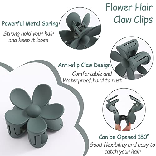 6Pcs Flower Hair Clips, Matte Claw Clips For Women, Flower Clips For Thick Thin Hair, Large Daisy Hair Claw Clips For Girls, Strong Hold Non Slip Jaw Clips For Hair, Cute Hair Claw Accessories For Gifts, Green Colors #TOP2