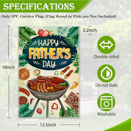 Hafhue Happy Father's Day Garden Flag, 12 x 18 Inch Double Sided Farmhouse Holiday Yard Garden Lawn Decoration Flag, Barbecue Farm Banner, Father’s Day Celebration Sign, Barbecue Lover's Gifts - Image 3
