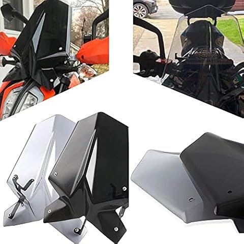 Lorababer Motorcycle Motorbike Touring Racing Windscreen Windshield Screen with Mounting Bracket Compatible with K.T.M Duke125 390 Duke 125 390 2017-2022 2018 2019 2020 2021 (Light Smoke) Cover