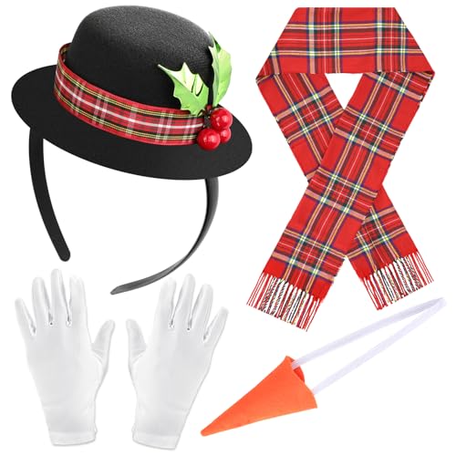 HOWAF Christmas Snowman Costume, Snowman Hat Xmas Headbands Snowman Headband, Scarf, Carrot Nose