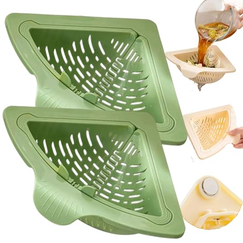 2026年新型マグネット式コーナーシンクストレーナー2個セット 押すだけ自動排出 三角ゴミかご スポンジ収納 強力磁着 壁面不要 水切り穴 防錆 抗臭 耐久素材 簡単着脱 洗いやすい キッチン省スペース 家庭用 業務用 食材くず対策 掃除簡単 耐水設計 (