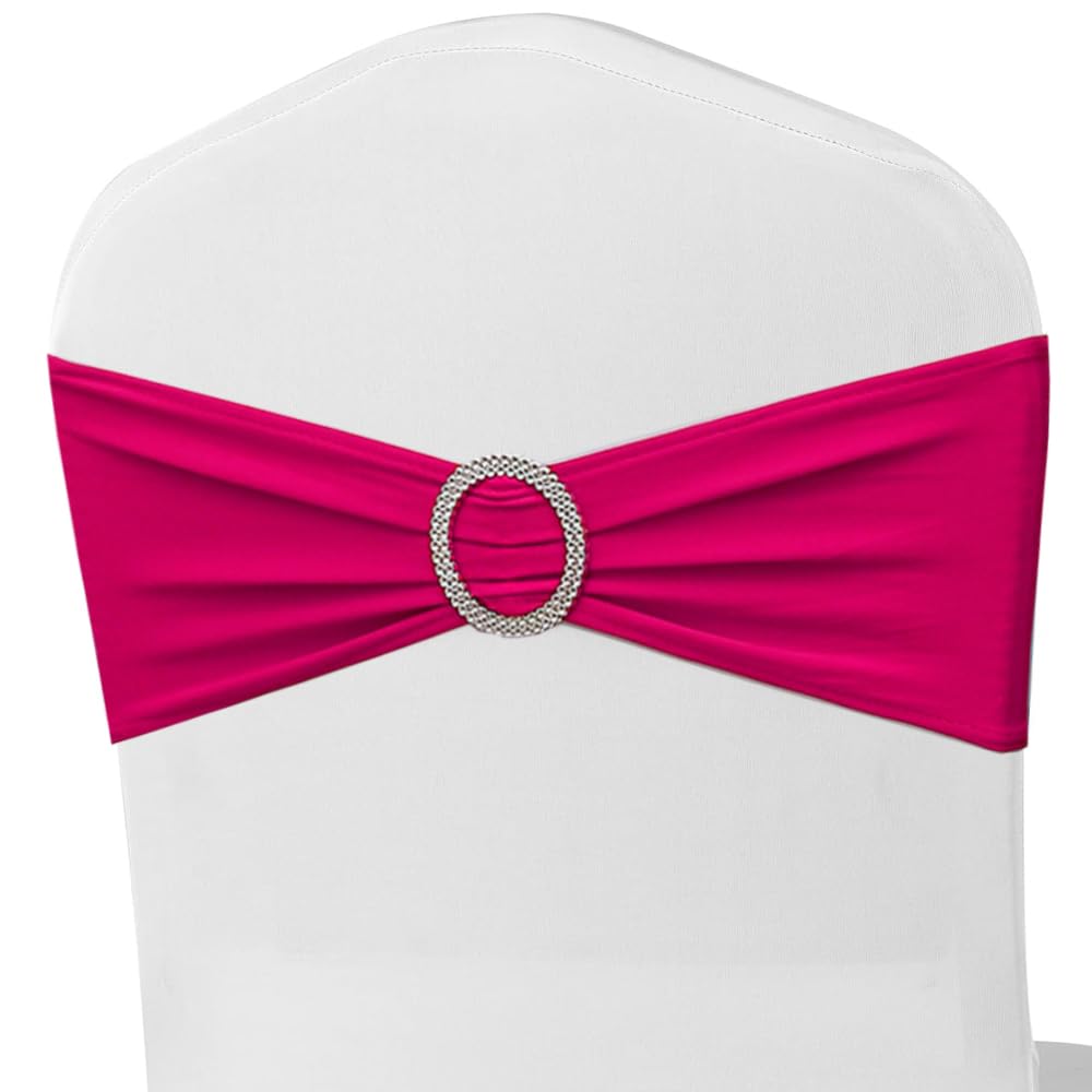 Stuhlschärpen in Hot Pink, 50 Stück, Spandex-Stuhlbänder für Geburtstag, Hochzeit, Party, Dekoration, Hot Pink Stuhlschleifen, Schärpen