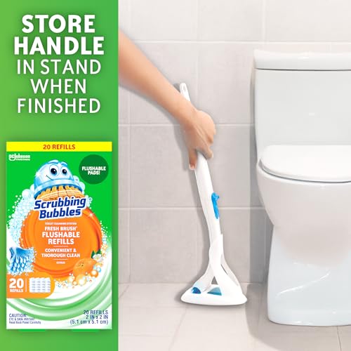 Image of Scrubbing Bubbles Flushable Toilet Wand Refills, Fresh Brush Toilet Cleaner Refill Pads, Cleans Limescale & Fights Odors, Citrus Scent, 20 Count, Pack of 1