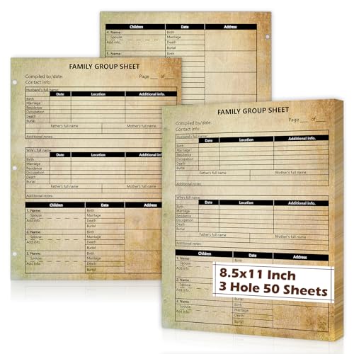 50 Sheets 12th Generation Family Group Sheets 3 Hole Genealogy Charts To Fill In 8.5x11 inch Genealogy Research Forms Two Sided Blank Genealogy Forms Vintage Family Tree Chart for Research Ancestry
