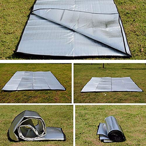 Aehma Alu Isomatte Schaummatten 200x200 cm Isoliermatte Isolierdecke Faltbare Zeltmatte Bodenmatte Thermomatte Schlafmatte für Camping Matte aus Aluminiumfolie, Ultraleicht Silber