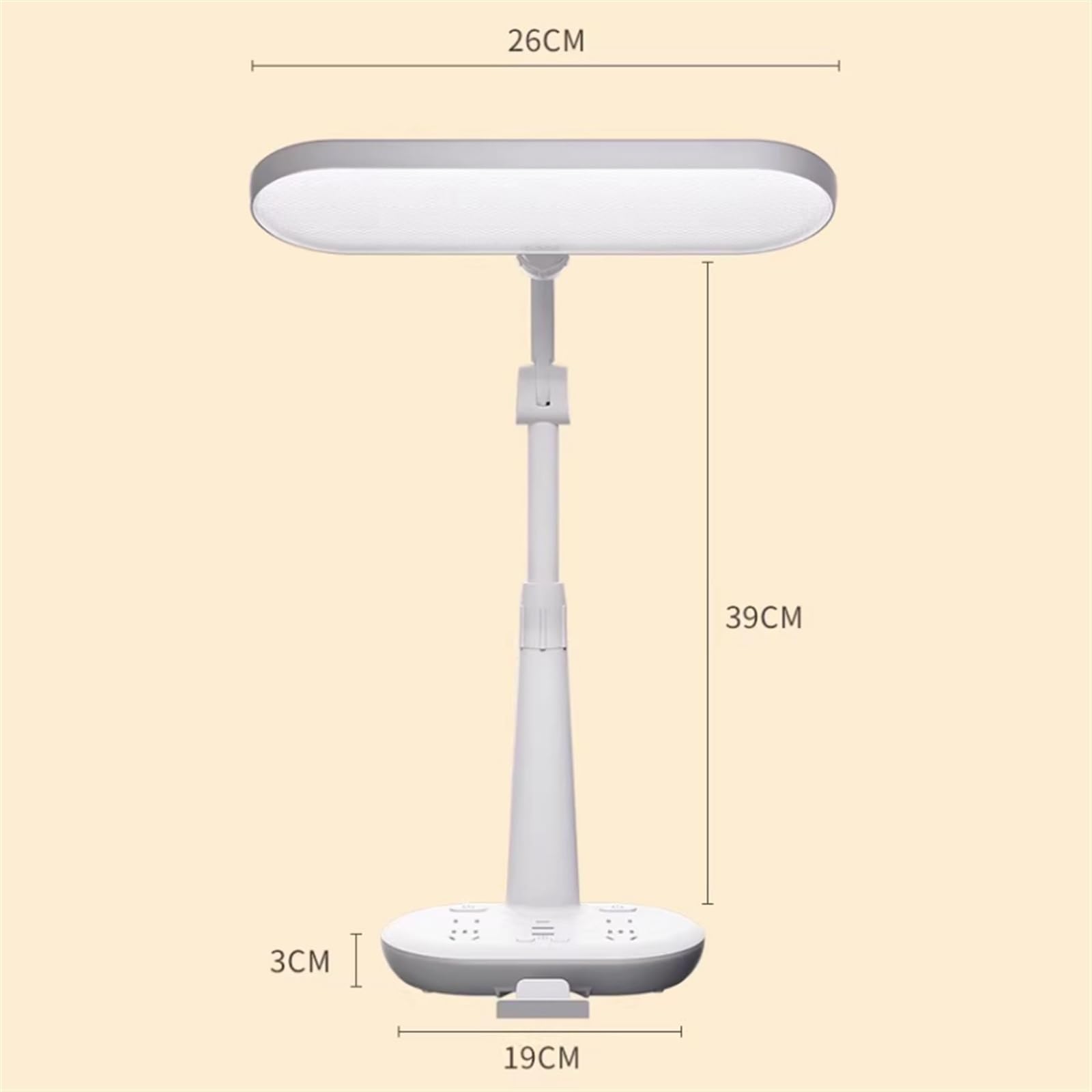 Lámpara Escritorio Lámpara de escritorio regulable, lámpara LED moderna altura ajustable con 2 puertos carga USB/puerto tipo C, 4 salidas CA, 3 modos iluminación, atenuación continua Desk Lamp