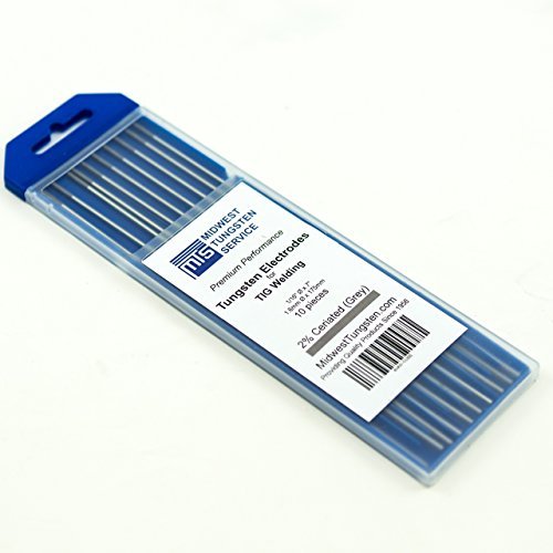 TIG Welding Tungsten Electrodes 2% Ceriated 1.6 mm x 175 mm (Grey, WC20) 10-Pack