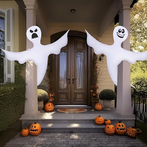 Image of JOYIN 2 Pcs 53 inch Halloween Decoration Outdoor, Halloween Bendable Hanging Ghost for Lawn, Tree, Pilar Decorations, Tree Wrap Ghost Party Supplies