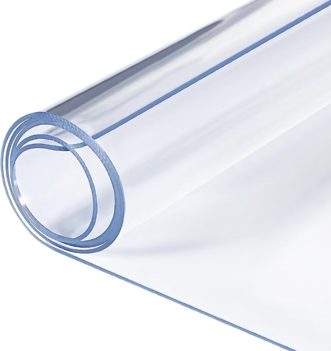 Nappe PVC transparent 2 mm contre les rayures et taches sur table de cuisine