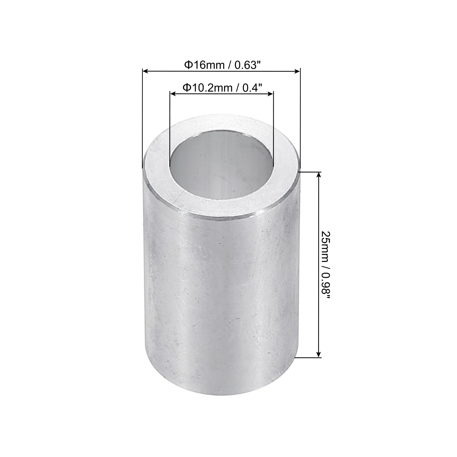 PATIKIL M10 Aluminum Spacers, 6pcs 3/8" x 5/8" Round Metal Spacers for 3/8 or M10 Screw Bolts - Image 2