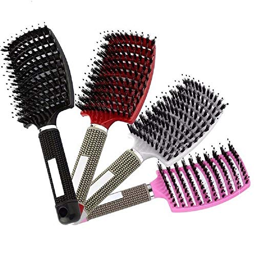 ZZSNT Bristle &Nylon Detangle Hairbrush, Women Hair Scalp Massage Comb Brush, Curved and Vented Detangling Hair Brush for Women Long, Thick, Thin, Curly & Tangled Hair Vent Brush Pink Cover