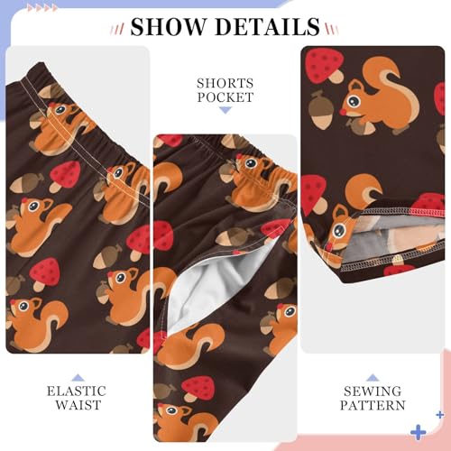 Squirrel Mushroom Pine Cone Boys Long Pants Soft Trousers Elastic Waist Kids Lounge Bottoms with Pockets S-XL4