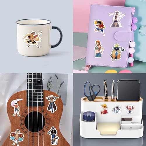 Image of 50pcs Cartoon Japanese Anime One Pice Stickers for Kids,Vinyl Waterproof One Pice Decal for Water Bottle Laptop Toy Sticker for DIY Decorate Bumper Phone Hard Hat Kids Teens Gifts