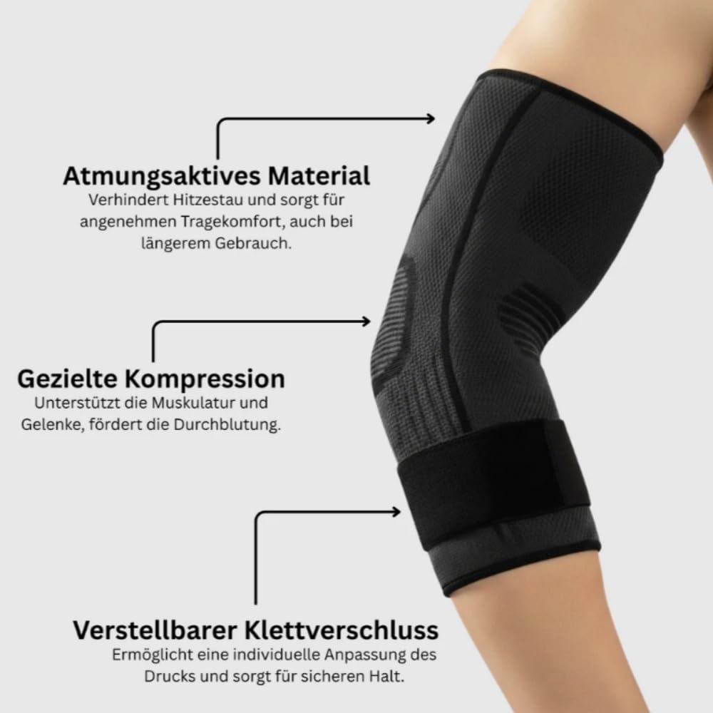 Glomaro Elbow Sleeve Ellenbogenbandage für Damen und Herren, Kompression, Gelenk - Stabilisierung, für Fitness, Krafttraining & Basketball