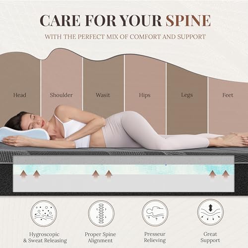 Image of CH Charme House 12 Inch Cal King Mattress, Bamboo-Charcoal Memory Foam Mattress, Cooling & Pressure Relief, Bed in a Box, Foam Made in USA & CertiPUR-US Certified, 72 inchx84 inchx12 inch, Black