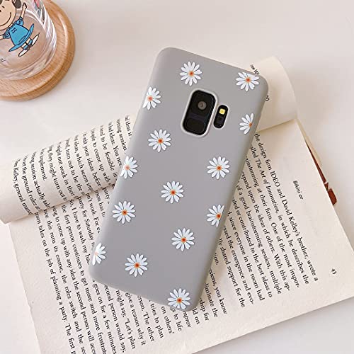 ZTOFERA TPU Back Case for Samsung Galaxy S9, Daisy Pattern Matte Soft TPU Case, Slim lightweight Protective Bumper Cover for Samsung S9 - Grey